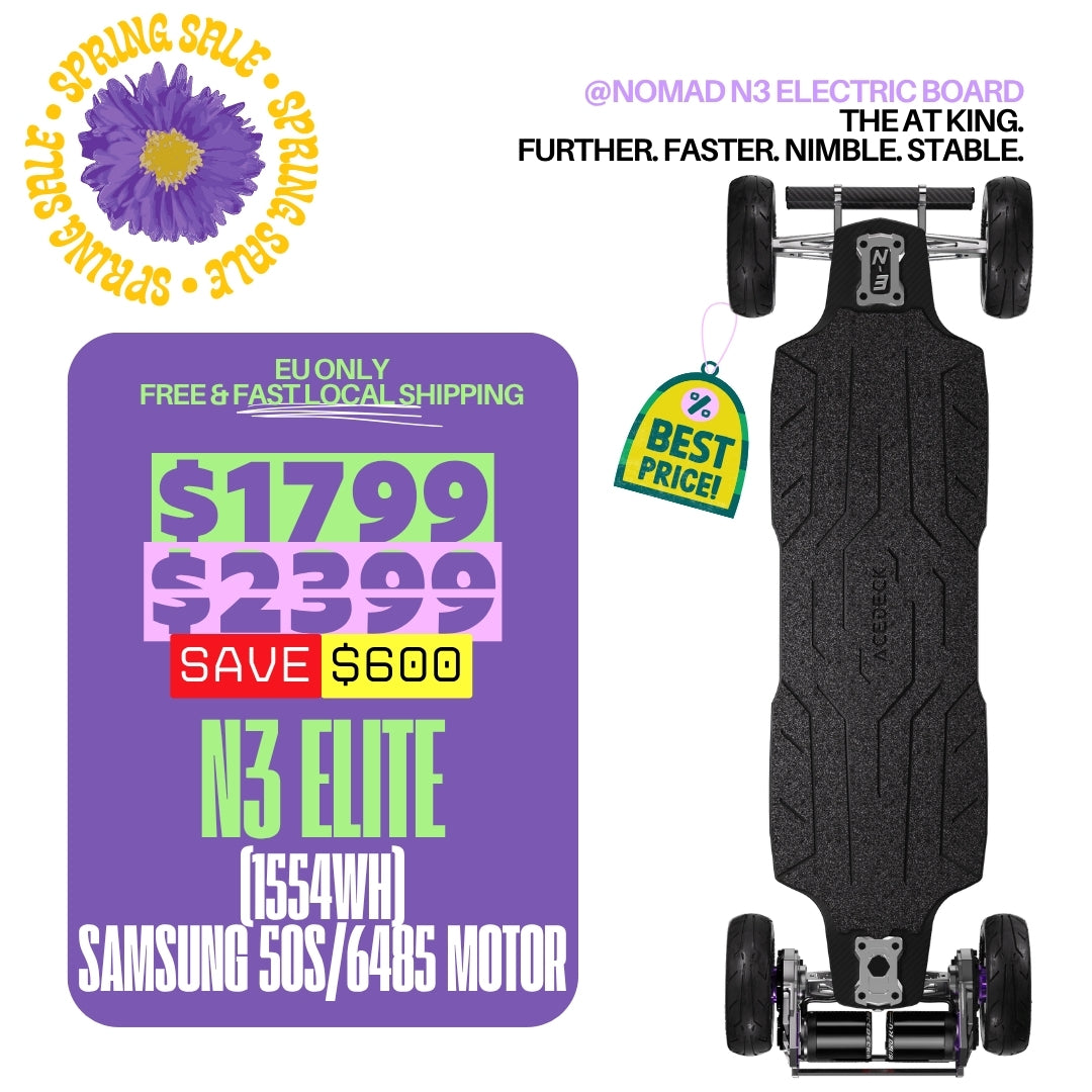 Acedeck® Nomad N3 Electric Skateboard-Best All-terrain Long Range Electric Skateboard - Recensione Skateboard elettrico